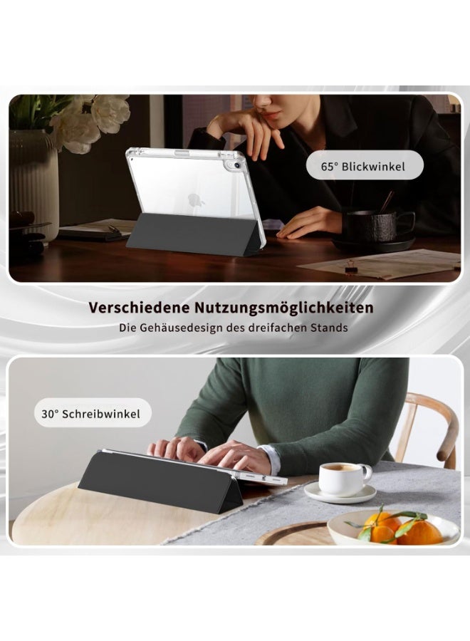 فكرة حافظة  Slim Smart Case لأجهزة iPad Air مقاس 10.9 بوصة (الجيل السادس/السابع/ الرابع / الخامس  2020/2022) مع حامل قلم – غطاء شفاف مقاوم للصدمات مع ميزة التشغيل/السكون التلقائي - Image 3
